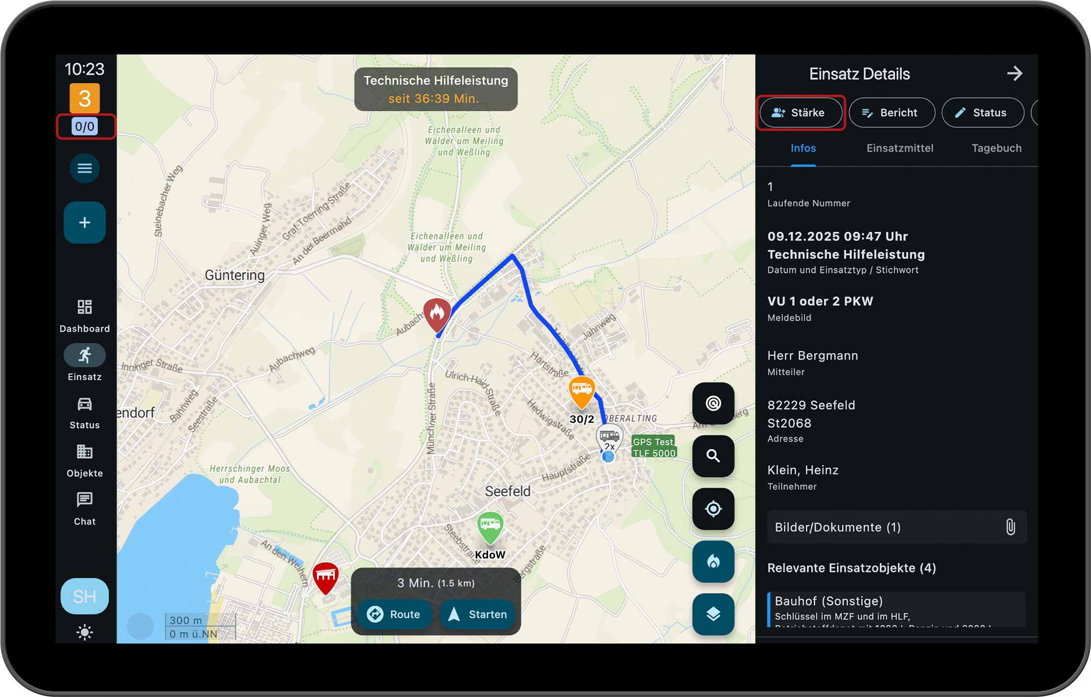 Fahrzeugstärke erfassen/einsehen
