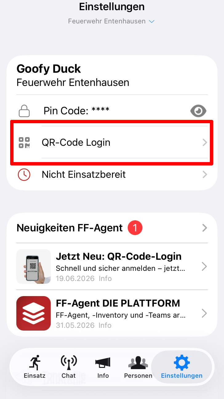 QR-Code Login klicken
