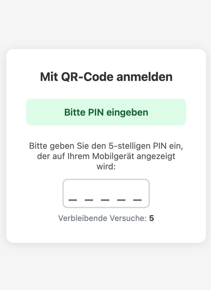  PIN (wird in der App angezeigt) eingeben