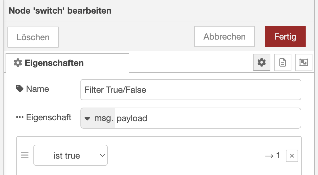 3. Filter: Schaltbefehl bei true oder false