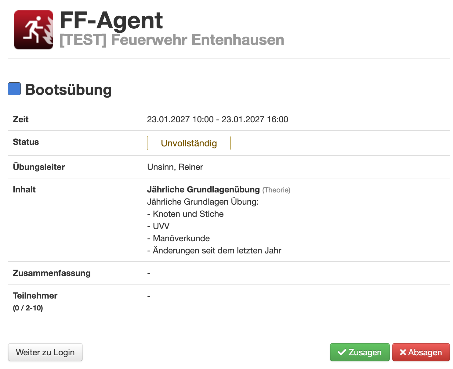 Detail-Seite aus der E-Mail