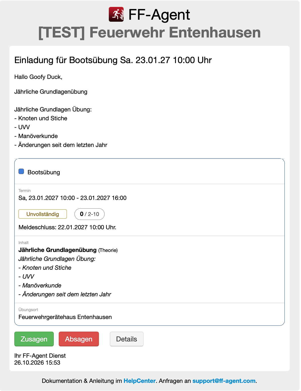 Einladung per E-Mail